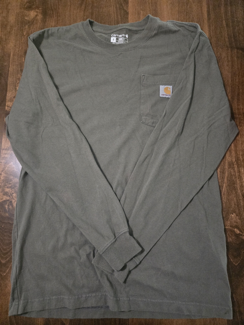 Carhartt Men's Long-Sleeve Pocket T-Shirt in Olive